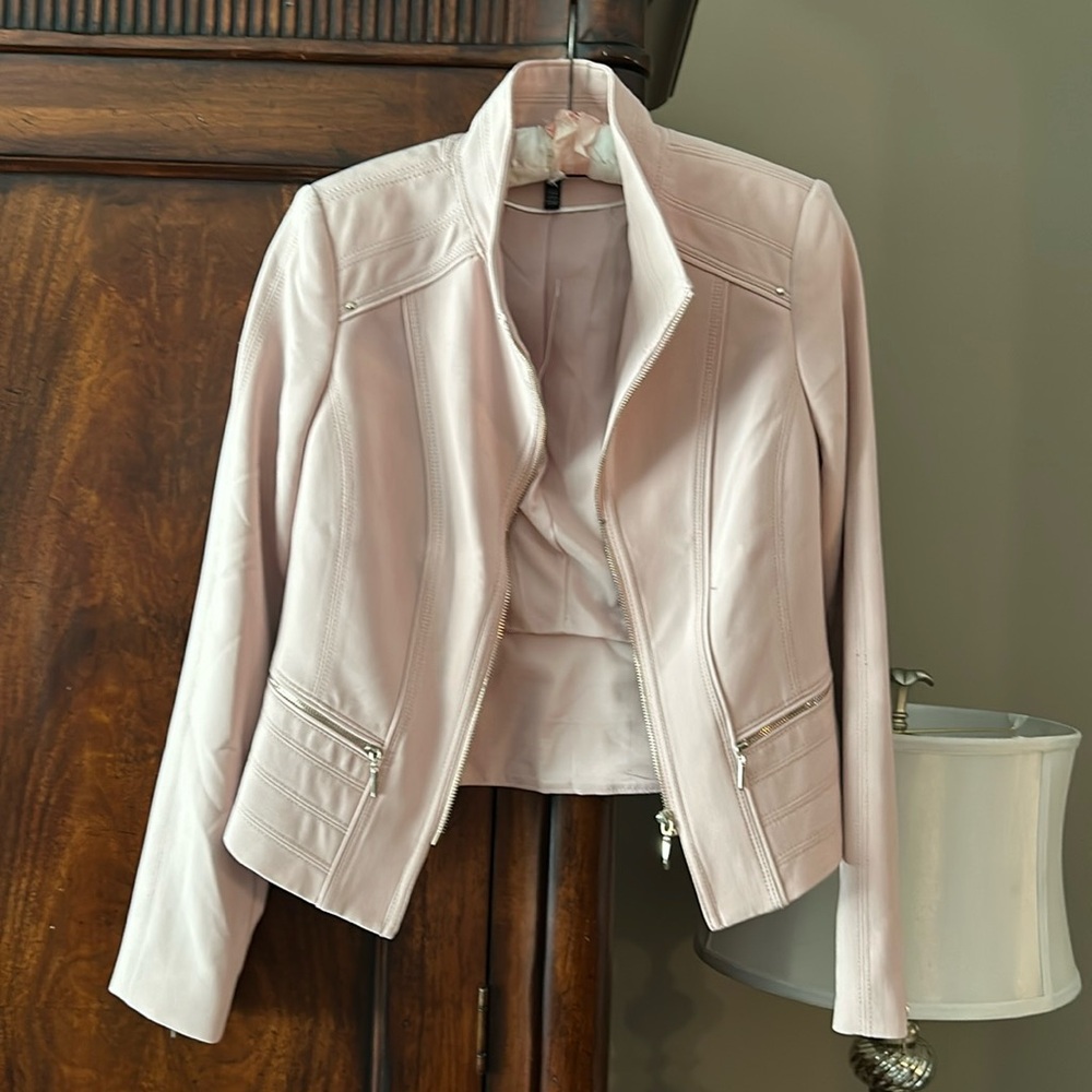 NWT White House Black Market pink moto style blazer